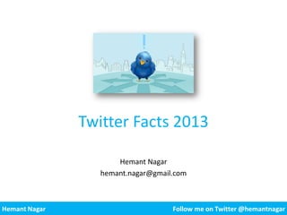 Twitter Facts 2013
Hemant Nagar
hemant.nagar@gmail.com
 