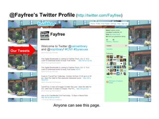 @Fayfree’s Twitter Profile  ( http://twitter.com/Fayfree )  Our Tweets Anyone can see this page. 