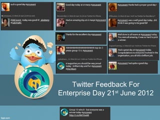 Twitter Feedback For
Enterprise Day 21st June 2012
 