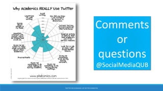 Comments
or
questions
@SocialMediaQUB
TWITTER FOR ACADEMICS: GET BETTER CONNECTED
 