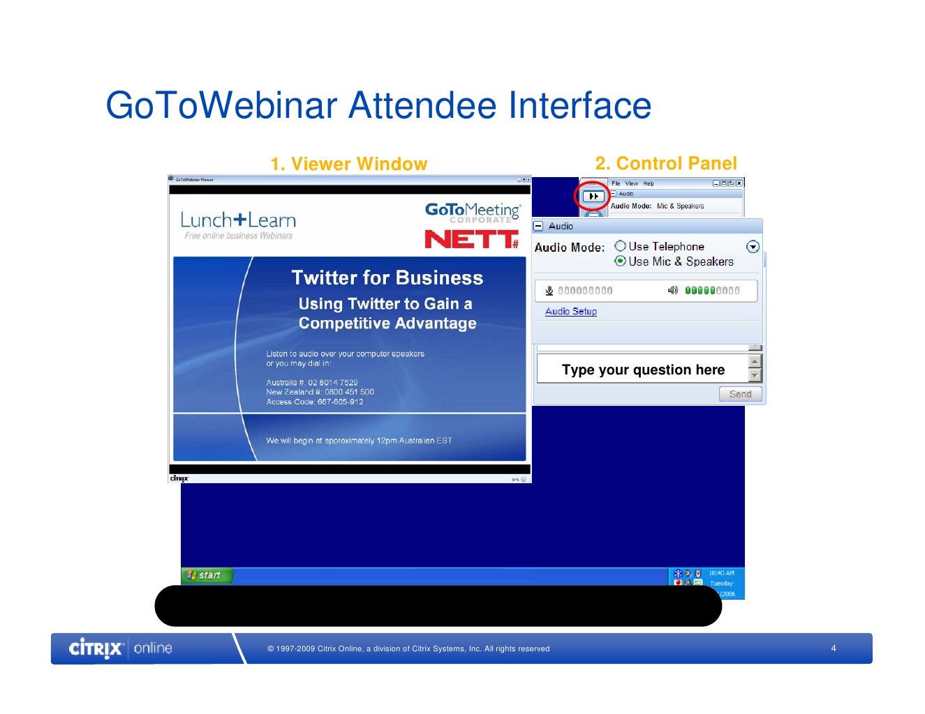 GoToinar Attendee Interface 1. Viewer