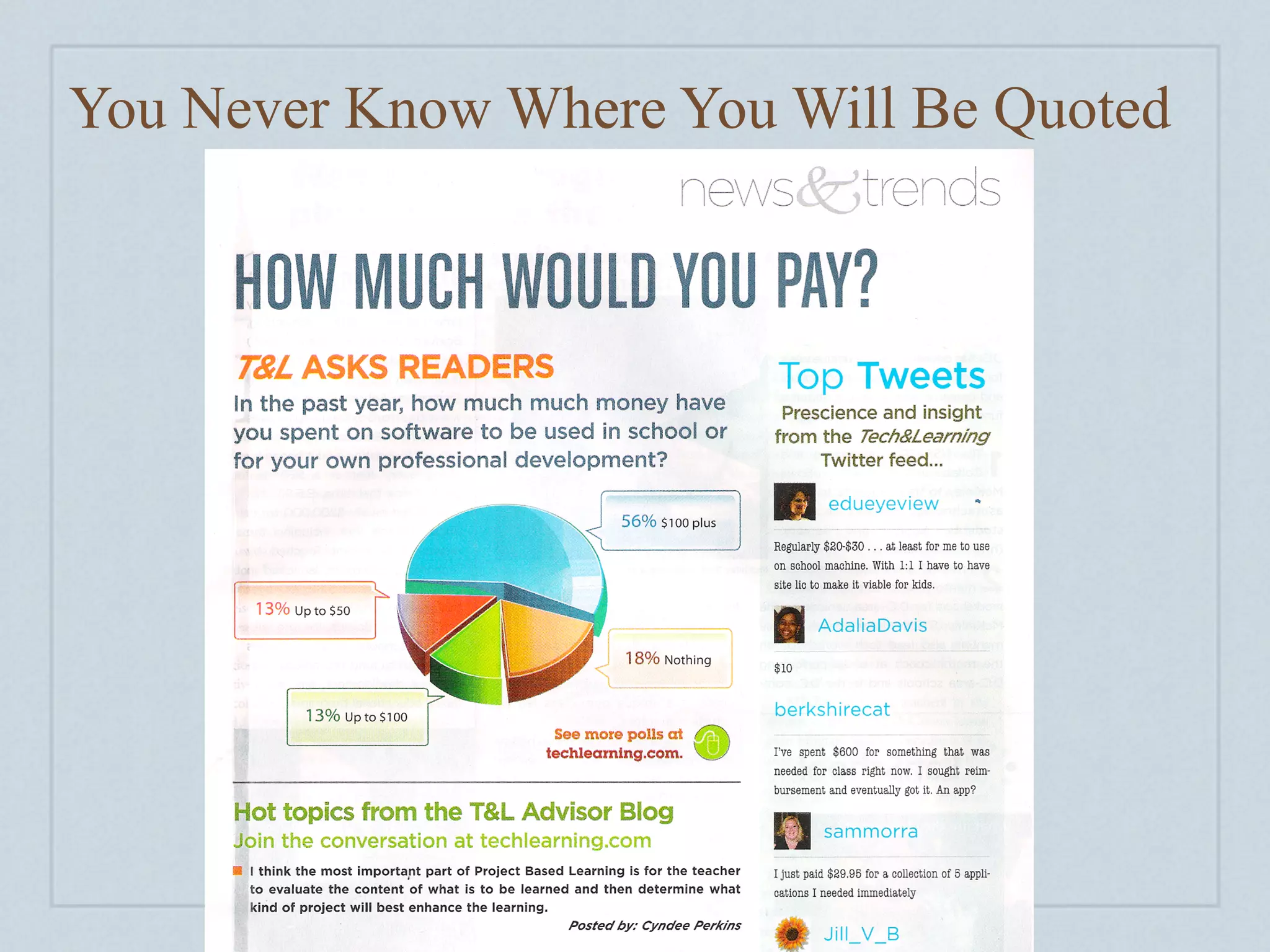 You Never Know Where You Will Be Quoted
 