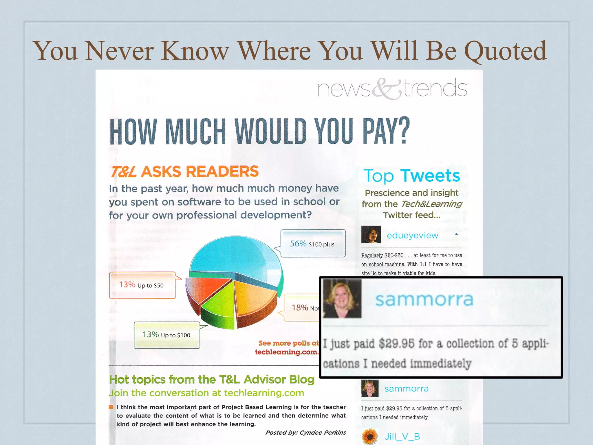 You Never Know Where You Will Be Quoted
 