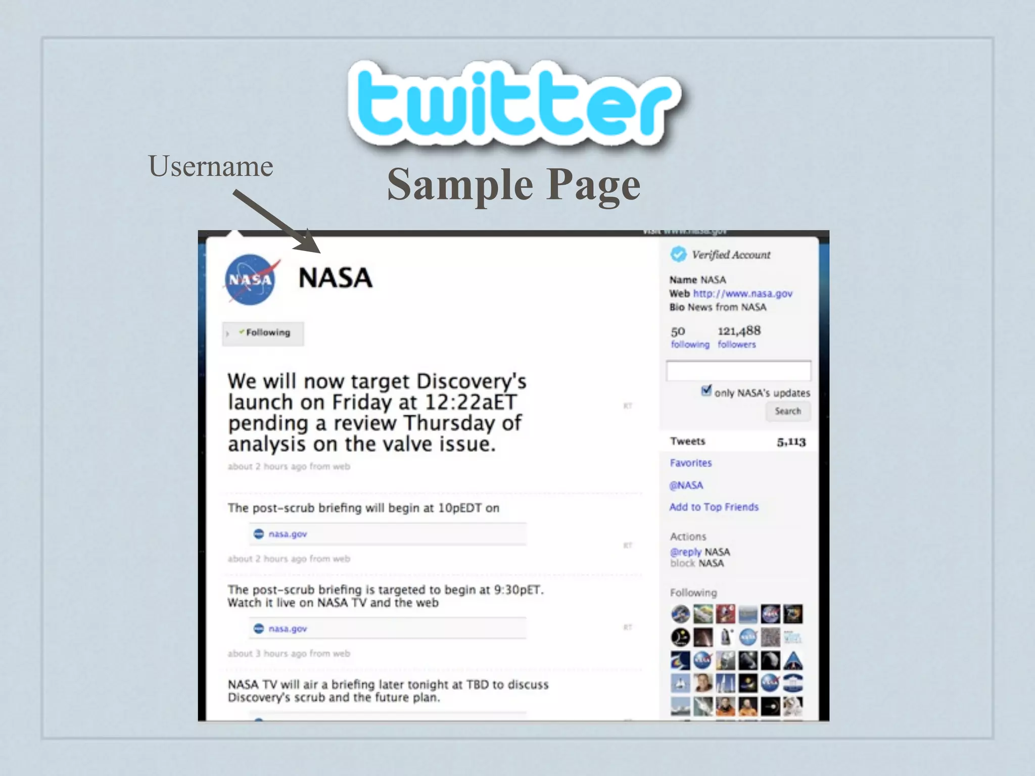 Username
           Sample Page
 