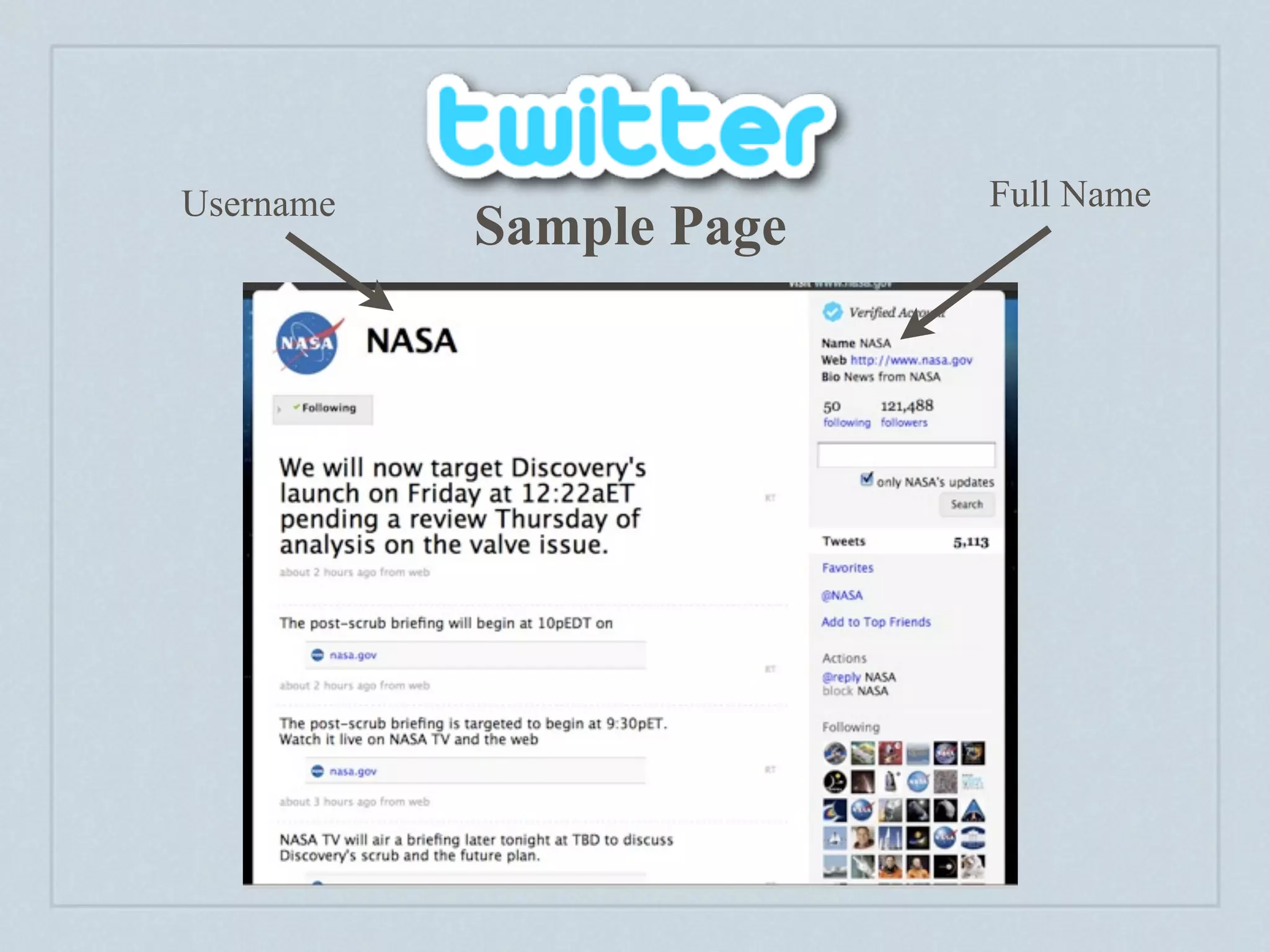 Username                 Full Name
           Sample Page
 