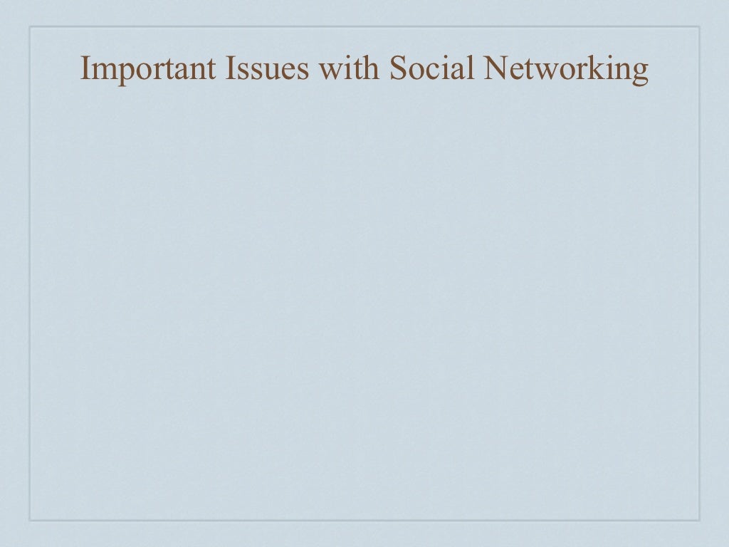 Important Issues with Social Networking