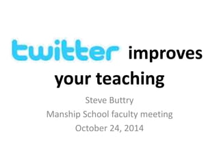 improves 
your teaching 
Steve Buttry 
Manship School faculty meeting 
October 24, 2014 
 