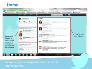 Home
Suggestions
on who to
follow based
on interest
and who you
are following
Top Tweets
on Twitter
Follow people and organizations that are of
interest to you
 