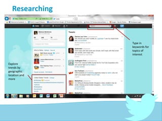 Researching
Explore
trends by
geographic
location and
more
Type in
keywords for
topics of
interest
 