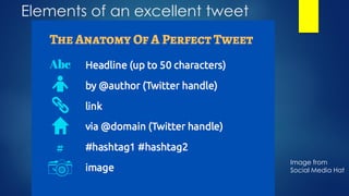 Elements of an excellent tweet
Image from
Social Media Hat
 