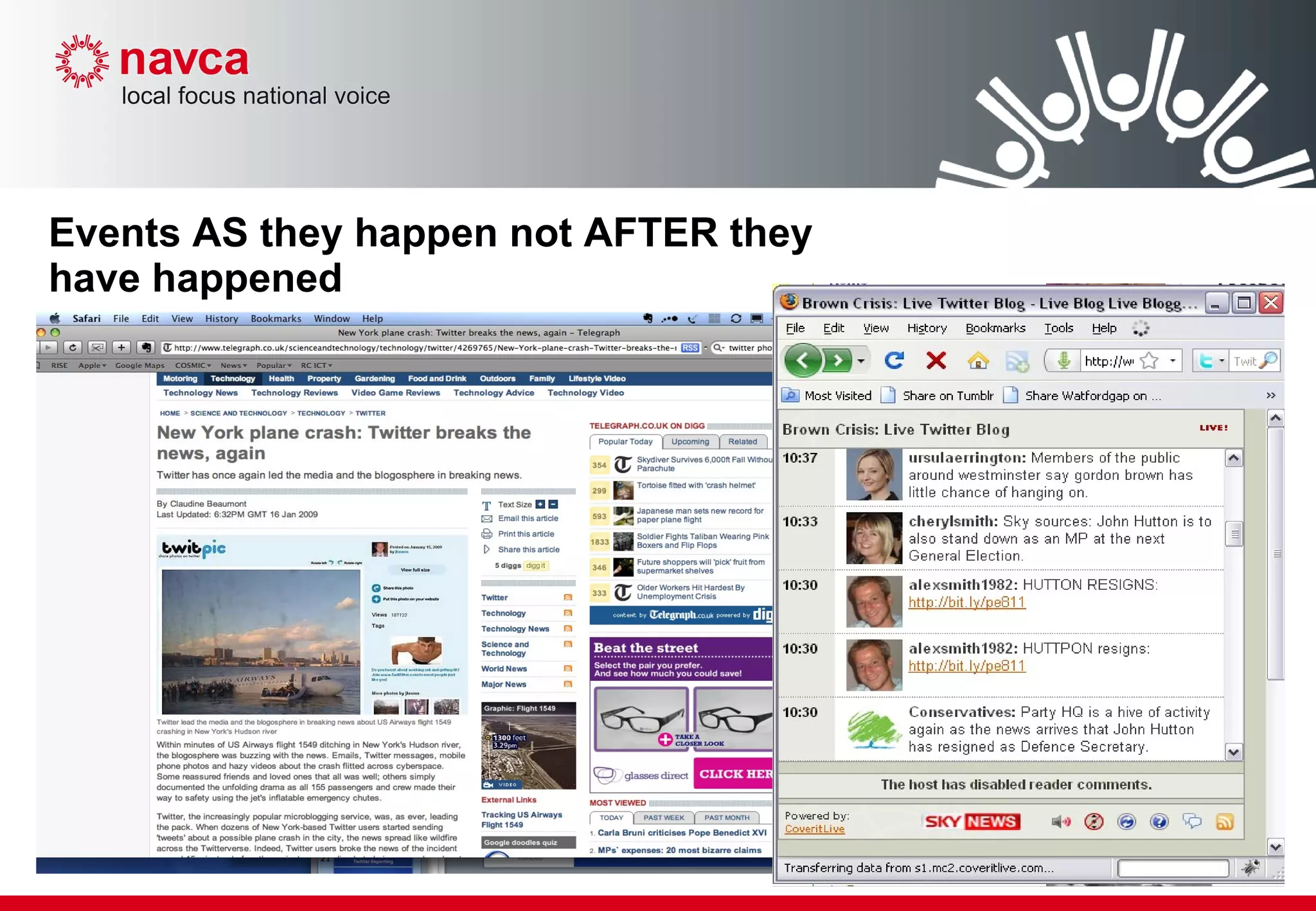 Events AS they happen not AFTER they have happened 