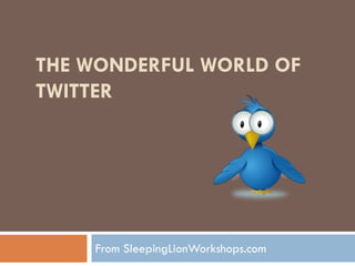 THE WONDERFUL WORLD OF
TWITTER




    From SleepingLionWorkshops.com
 