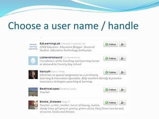 Choose a user name / handle
 