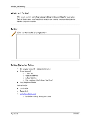 Twitter for Training Handout | PDF
