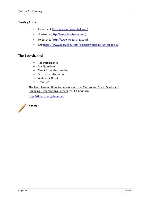 Twitter For Training Handout