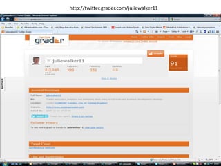 http://twitter.grader.com/juliewalker11
 