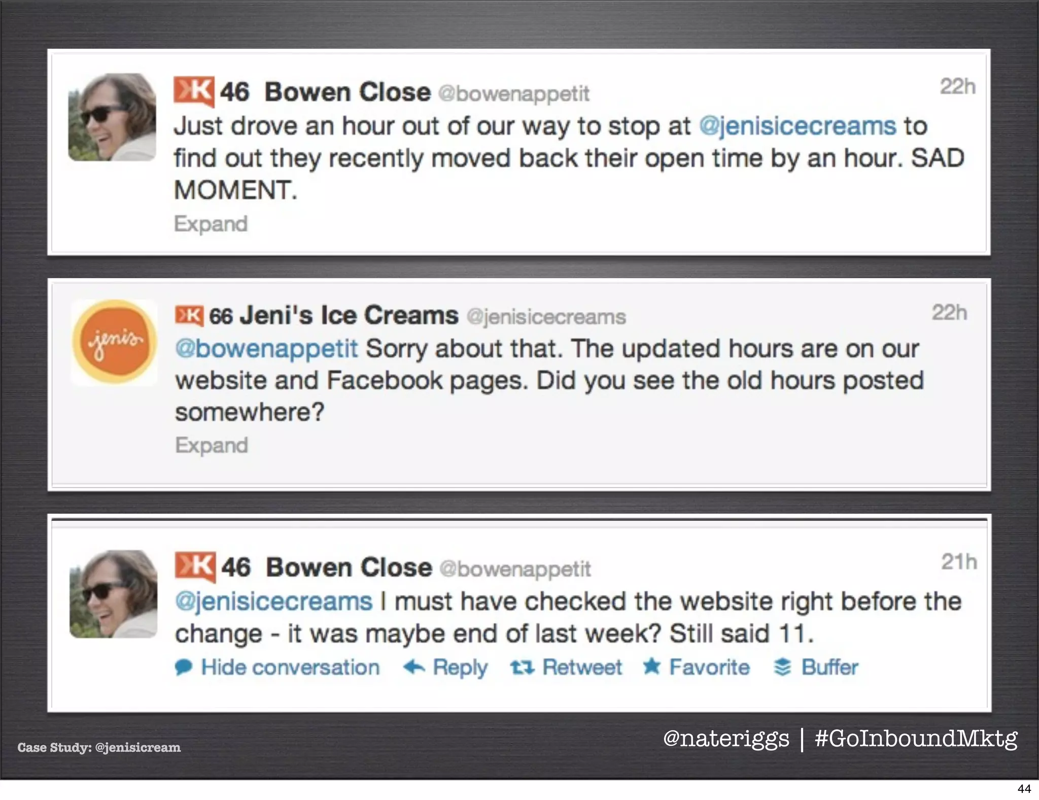 Case Study: @jenisicream @nateriggs | #GoInboundMktg
45
 