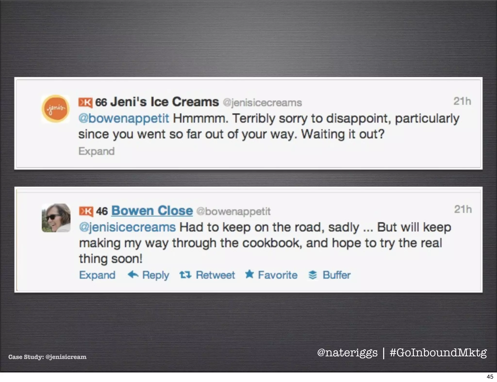 Actively participate in
the conversation.
Habit #3
Photo credit: OnlineJazz.net
@nateriggs | #GoInboundMktg
46
 