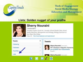 Lists: Golden nugget of your profile
 