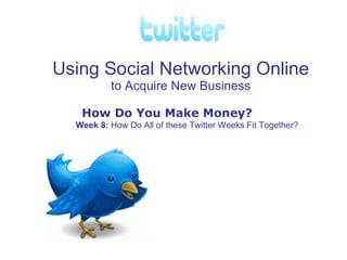Using Social Networking Online to Acquire New Business How Do You Make Money? Week 8:  How Do All of these Twitter Weeks Fit Together?  
