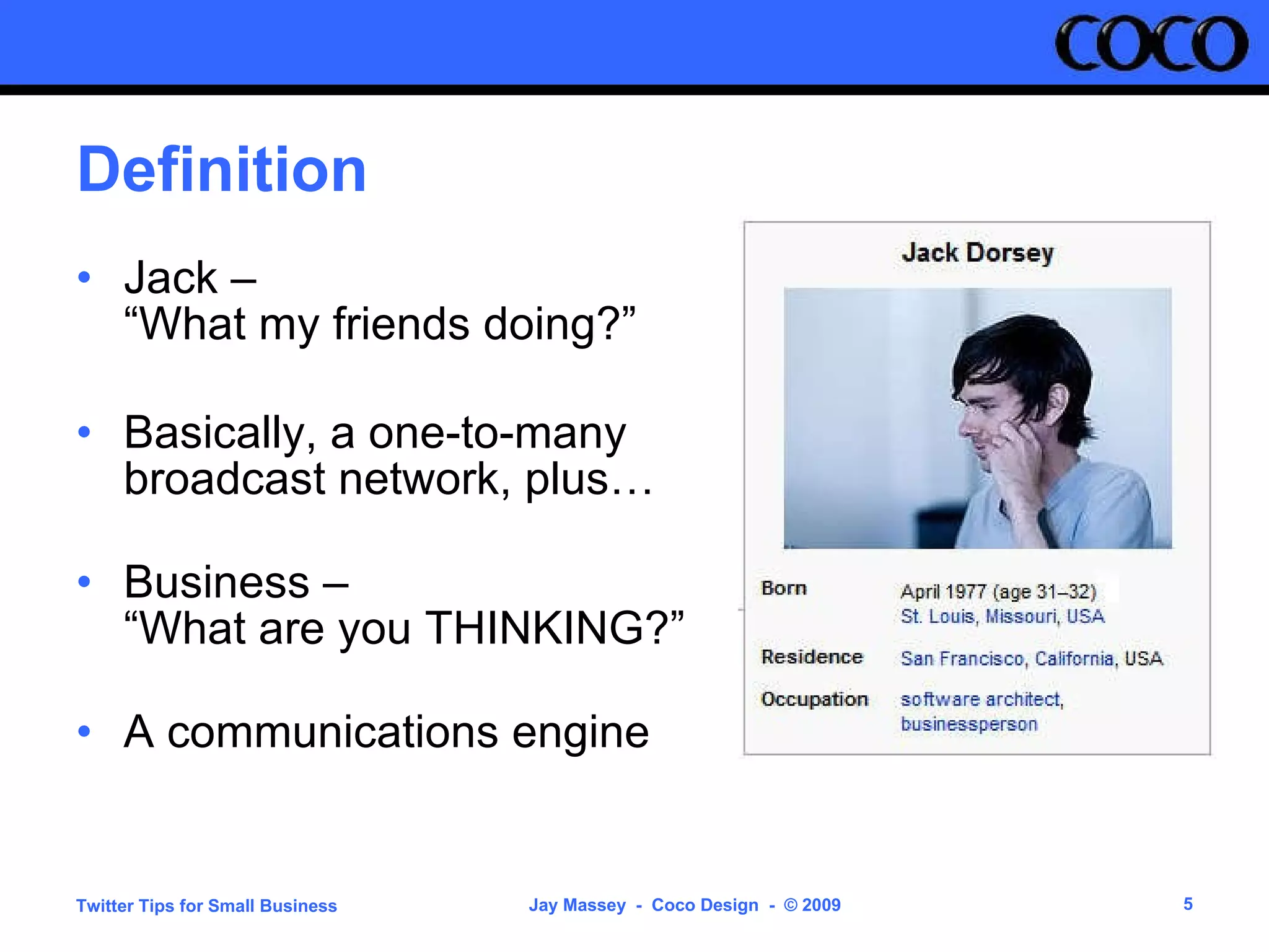 Why LinkedIn? I’m on Facebook Professional vs. Social Prospective clients Prospective employers Reputation management 