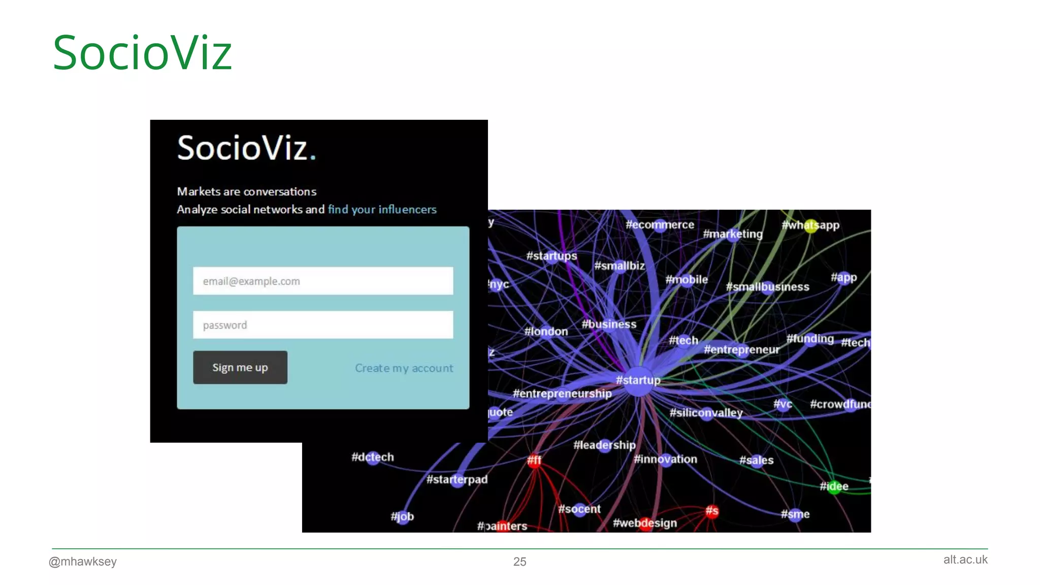 alt.ac.uk
SocioViz
@mhawksey 25
 
