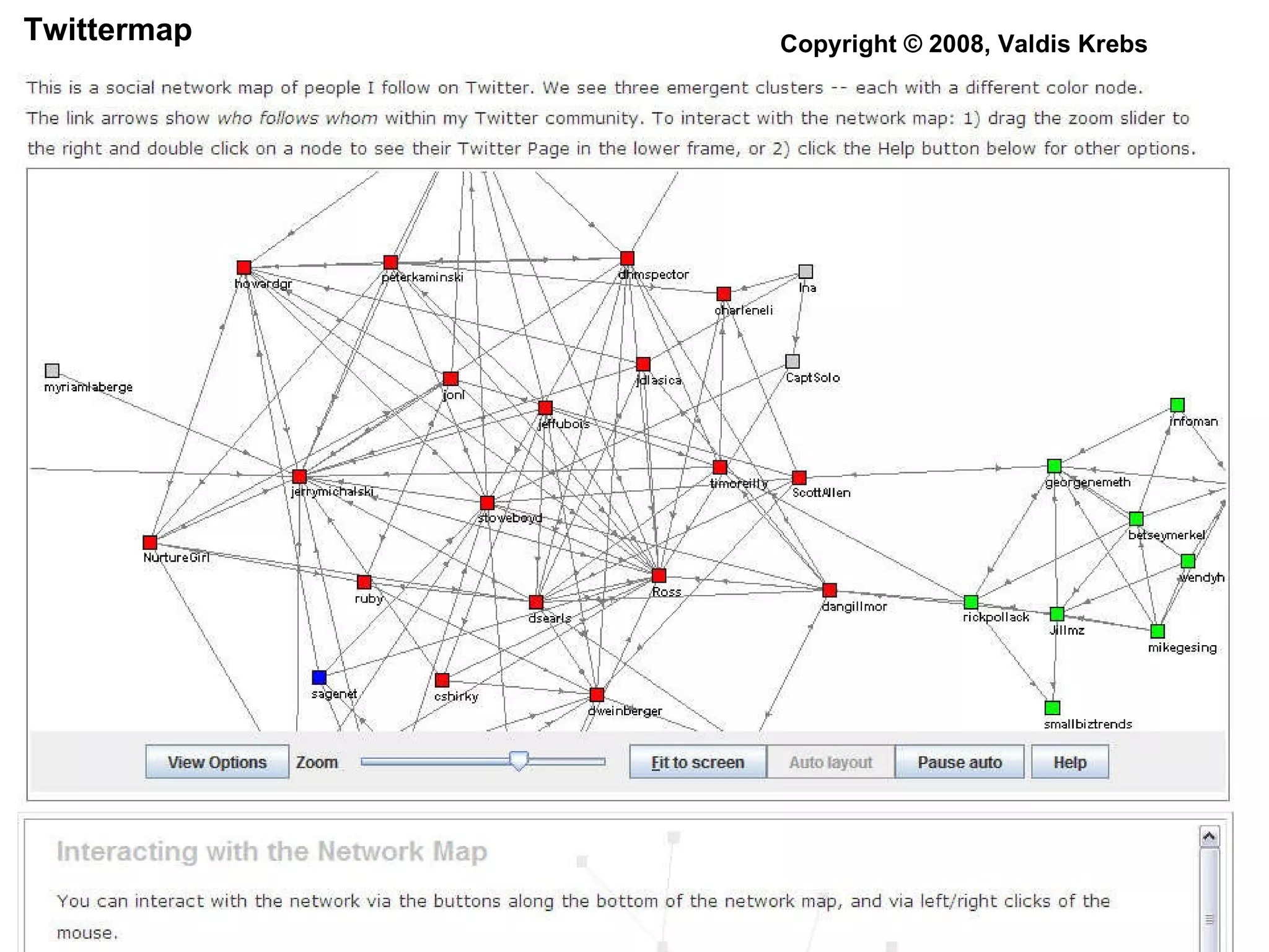 Copyright © 2008, Valdis Krebs   Twittermap 