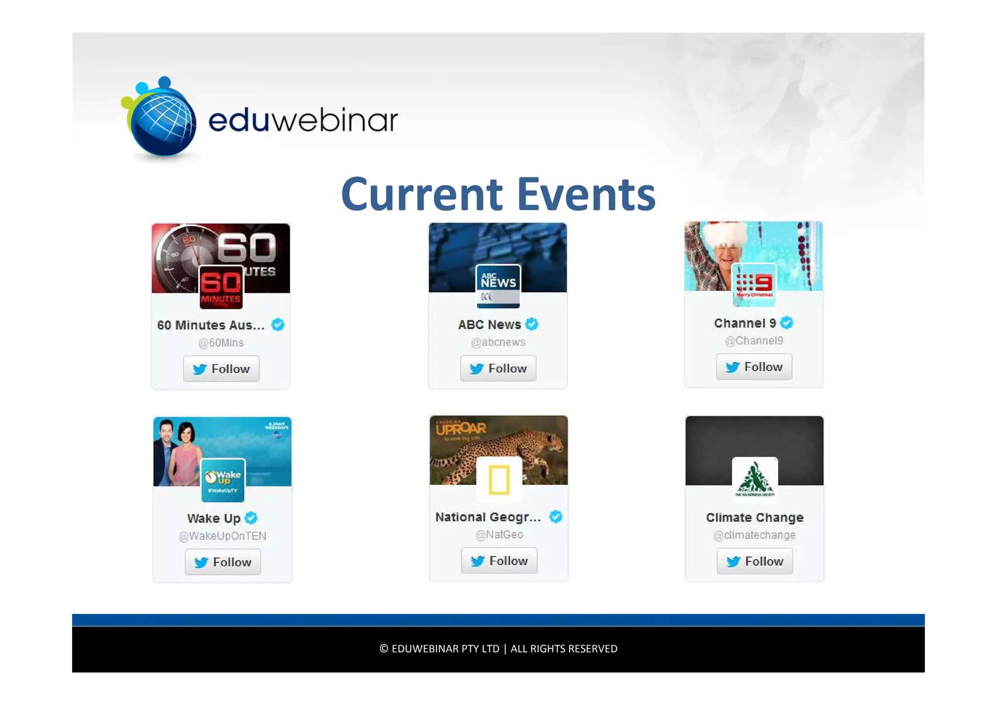 Current Events

© EDUWEBINAR PTY LTD | ALL RIGHTS RESERVED

 