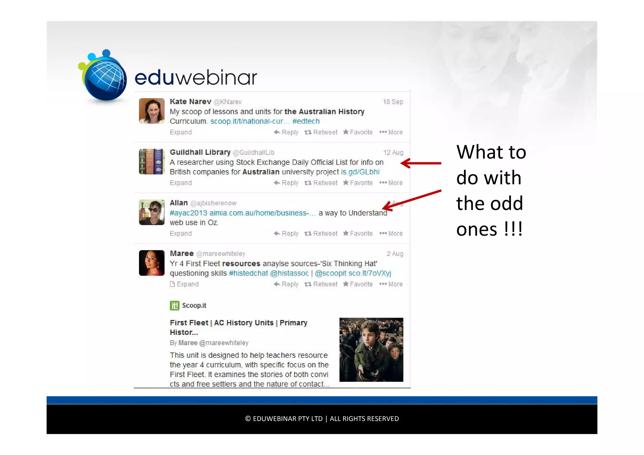 What to
do with
the odd
ones !!!

© EDUWEBINAR PTY LTD | ALL RIGHTS RESERVED

 