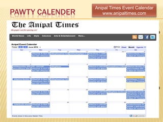 Anipal Times Event Calendar
PAWTY CALENDER      www.anipaltimes.com
 