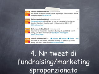 4. Nr tweet di
fundraising/marketing
   sproporzionato
 