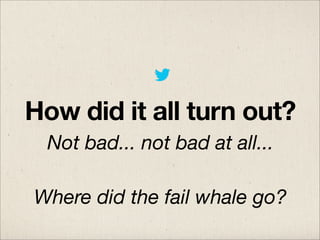 How did it all turn out?
Not bad... not bad at all...
Where did the fail whale go?

 