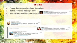✗ Plus de 500 tweets échangés en 4 semaines
✗ De très nombreux messages privés
✗ Des discussions / réflexions entre étudiants
#UE 206 
 