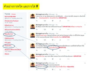 ตัวอย่างการทวิต และการใส่ #
 