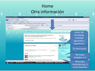 HomeOtrainformaciónAutor del microblog. Cantidadsiguiendo y seguidores.Te mencionanMensajesdirigidos a tiMensajesmarcadosporticomofavoritos