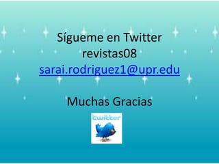 SitiosconsultadosAbout.com Web trends. Retrieved on November 2, 2009 from http://webtrends.about.com/od/glossary/g/what-is-a-tweet.htmMashable : the social media guide. Retrieved on November 2, 2009 from http://mashable.com/tag/twitter/Twitter support. Retrieved on November 3, 2009 from http://help.twitter.com/portal