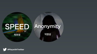 #PlaywithTwitter
SPEED
???
Anonymity
?
???
 