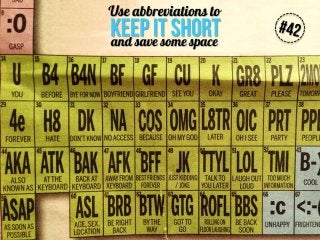 Use abbreviations to keep it short and save
some space

 