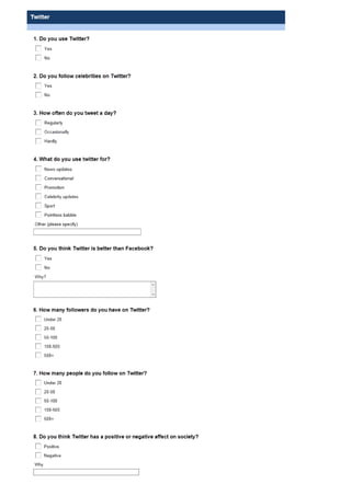 Twitter Questionnaire