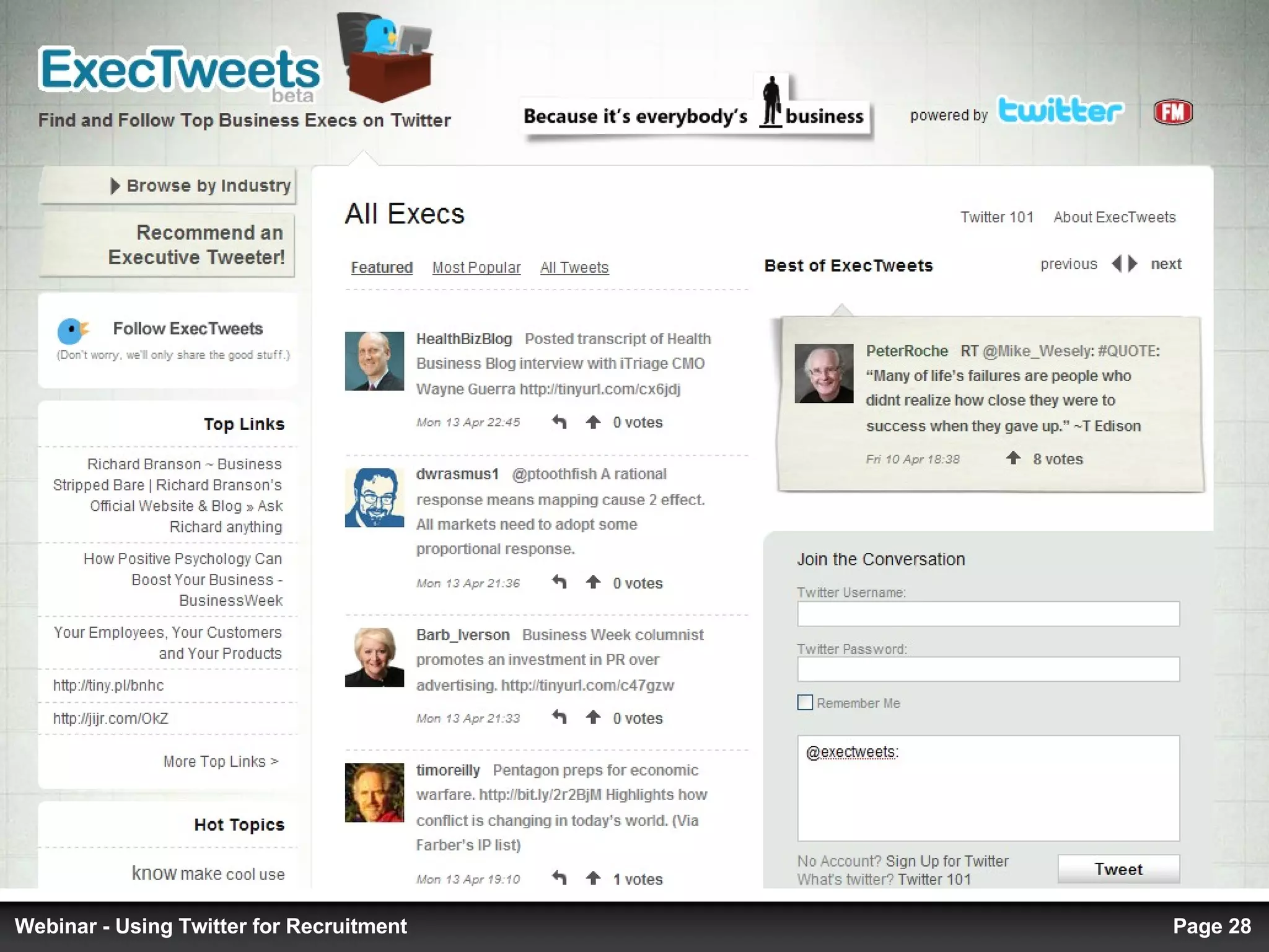 Page  Webinar - Using Twitter for Recruitment 