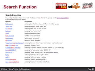 Search Function Page  Webinar - Using Twitter for Recruitment 