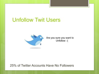 Unfollow Twit Users
25% of Twitter Accounts Have No Followers
 