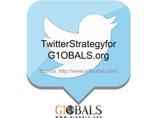 TwitterStrategyfor
G1OBALS.org
Source: http://www.jeffbullas.com/
 