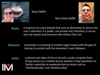 a response to a post (tweet) that uses an @mention to attract the
user’s attention; it is public, not private and, therefo...