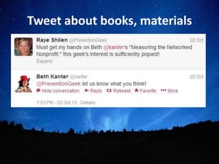 Tweet about books, materials
 