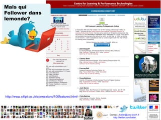 Ce que je   ne fais pas  avec Twitter 1 Discuter 2 Archiver 4 Le café Argumenter,  réfléchir,  comparer,  utiliser le second degrés…. en 140 caractères,  c’est trop réducteur.  J’ai besoin de plus de place, d’espace… Blog, Ning, Facebook, Wave Le moteur de recherche de twitter n’est pas assez bon et il n’a pas assez de mémoire.   Il est très difficile de retrouver un twitt si on le met pas dans ses favoris Google On ne peut pas tout faire avec contrairement à ce certains disent 3 Perdre mon temps 