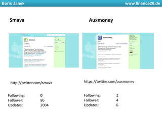 SmavaAuxmoneyhttps://twitter.com/auxmoneyhttp://twitter.com/smavaFollowing: 	2Follower: 	4Updates: 		6Following: 	0Follower: 	86Updates: 		2004