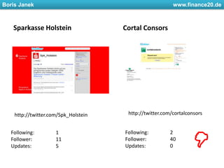 Sparkasse HolsteinCortalConsorshttp://twitter.com/cortalconsorshttp://twitter.com/Spk_HolsteinFollowing: 	2Follower: 	40Updates: 		0Following: 	1Follower: 	11Updates: 		5