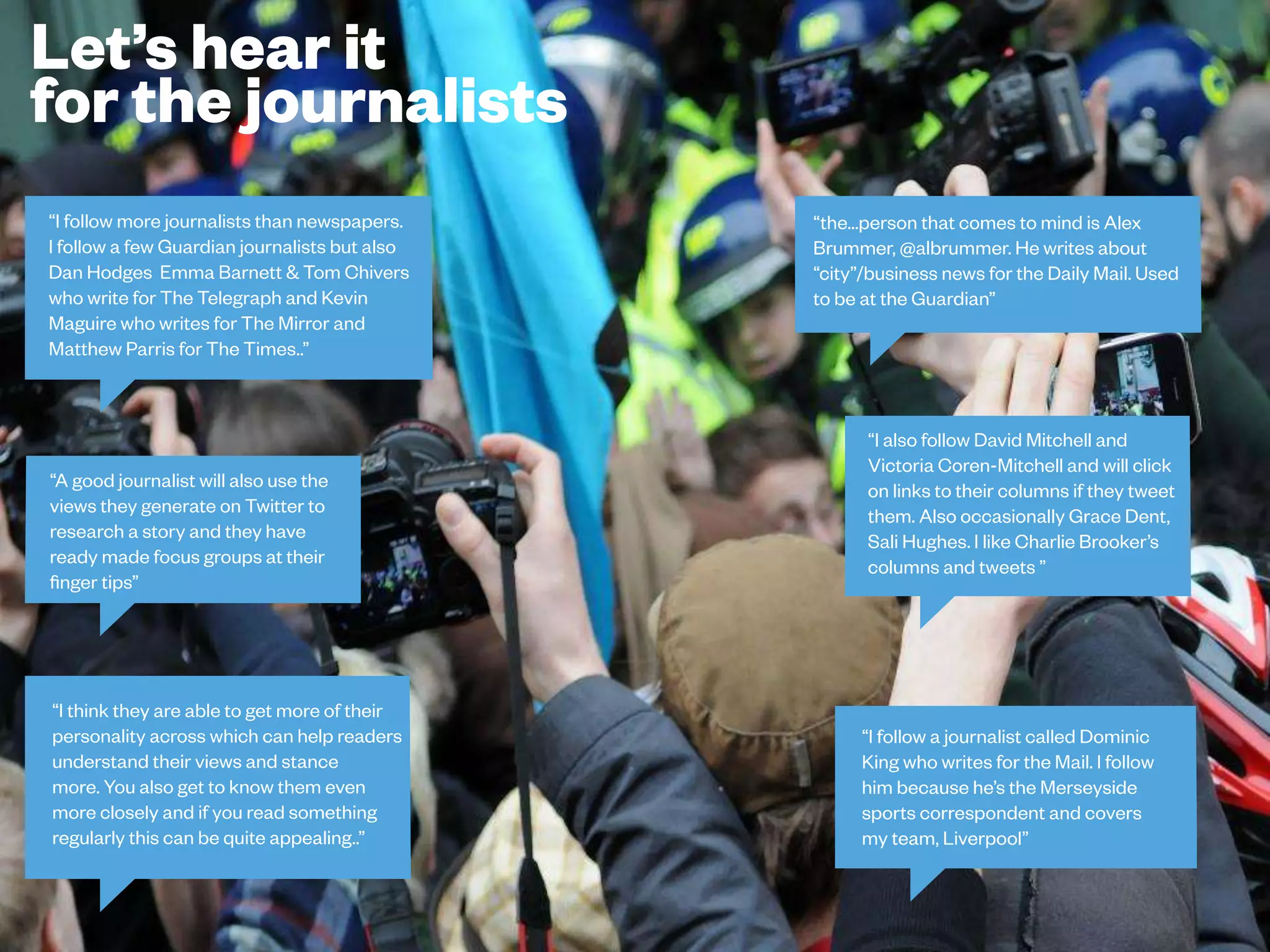 56Q37. Thinking about the news brands you follow on Twitter, what does it add to your consumption of
news?
Q37. Thinking about the news brands you follow on Twitter, what does it add to your consumption of news? For example, what do you enjoy most about it?
 