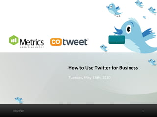 How to Use Twitter for Business Tuesday, May 18th, 2010 05/28/10 